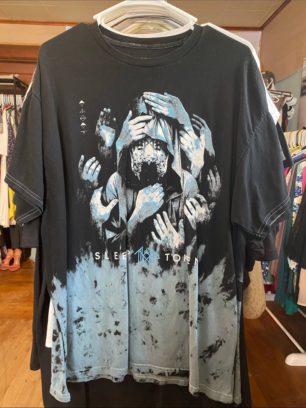 Sleep Token Tie Dye Short Sleeve Tee with raw side slits